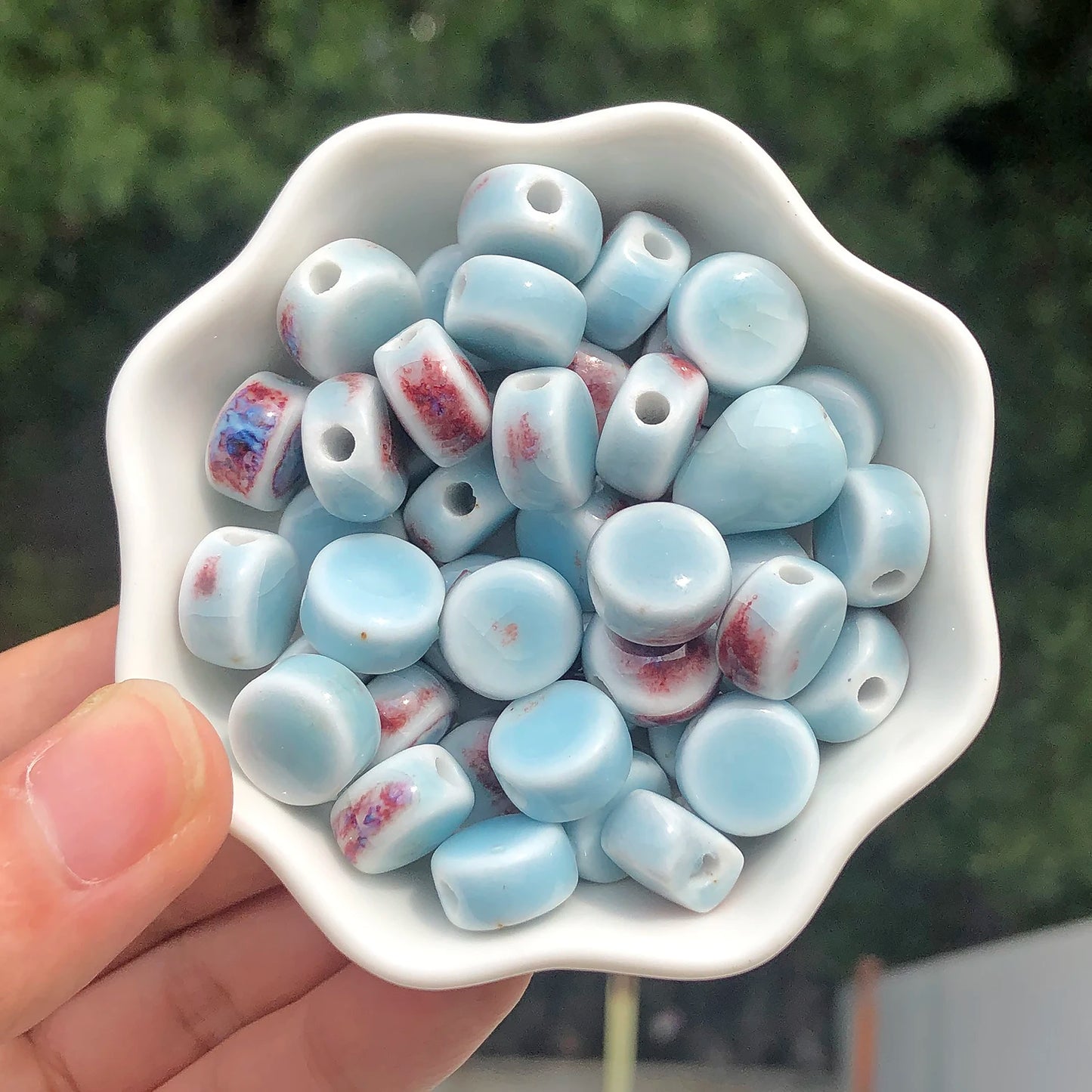 10 Stück mehrfarbige Keramik-flache runde Perlen zum Selbermachen, lose Perlen für Strandschmuck, Böhmen, Kunsthandwerk, Schmuckherstellung, Zubehör, 11 mm