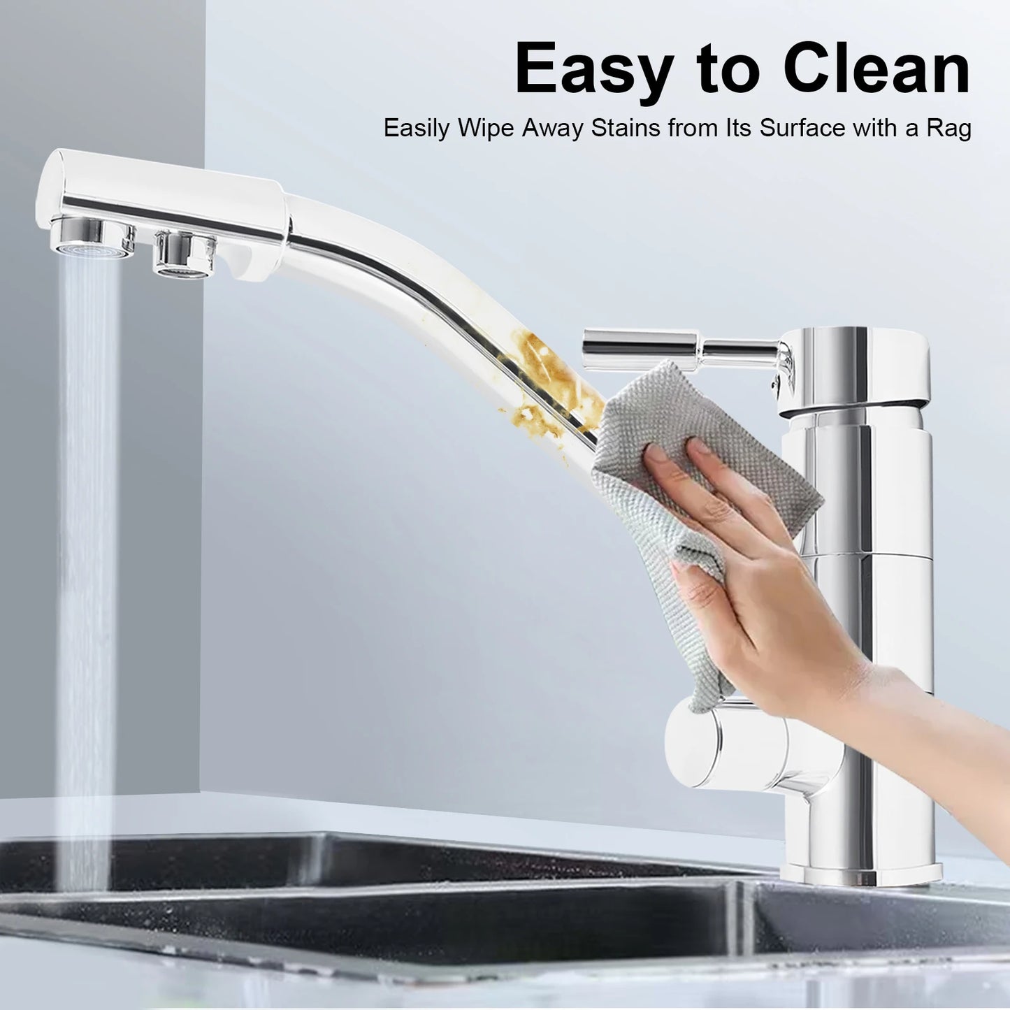 3-in-1 Wasserfilterhahn 360 °   Drehbarer Dreiwege-Küchenarmatur für heißes und kaltes Wasser, Osmose-System, Wasserhahn
