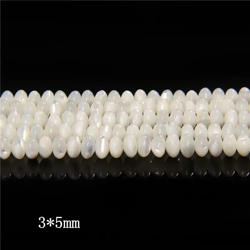 Natürliche weiße Perlmutt-Muschelperlen, Rondelle-Herz, ovale runde Süßwasser-Muschelperlen für die Schmuckherstellung, 38,1 cm pro Strang