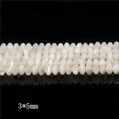 Natürliche weiße Perlmutt-Muschelperlen, Rondelle-Herz, ovale runde Süßwasser-Muschelperlen für die Schmuckherstellung, 38,1 cm pro Strang