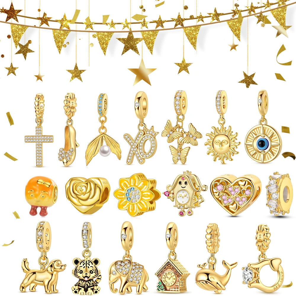 Glänzende, gekräuselte Drachenperlen aus 925er-Sterlingsilber und Löwenmedaille, baumelnder Charm, passend für Schlangenarmband, Boutique-Halskette, Goldanhänger, Geschenk