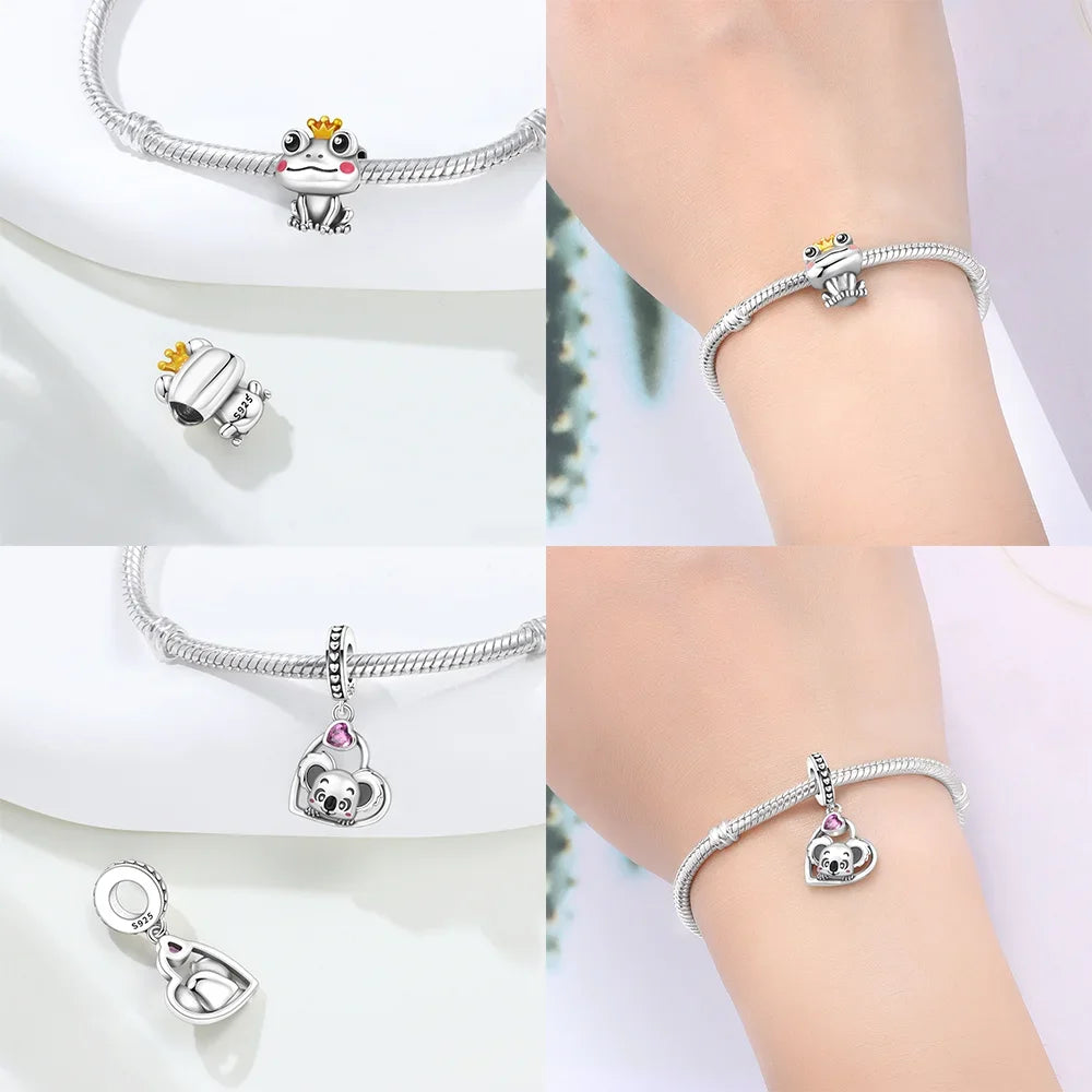 Charm-Perlen aus 925er Silber, Tierserie, Koala, Pinguin, Panda, Chamäleon-Perlen-Anhänger, passend für Original-Armbänder, DIY-Schmuck, Geschenk für Frauen