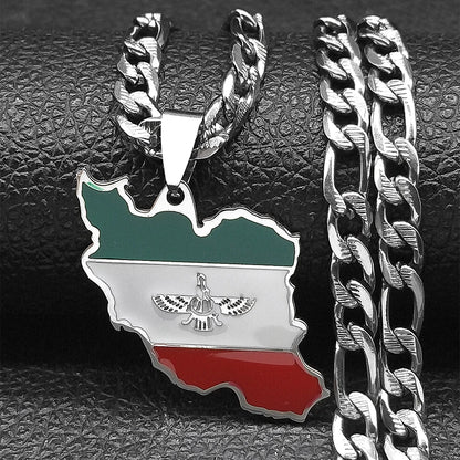 Iran Karte National flagge Anhänger iranische Halskette für Frauen Männer Edelstahl Gold Farbe Hip Hop Halsketten Schmuck Geschenk n3459s05