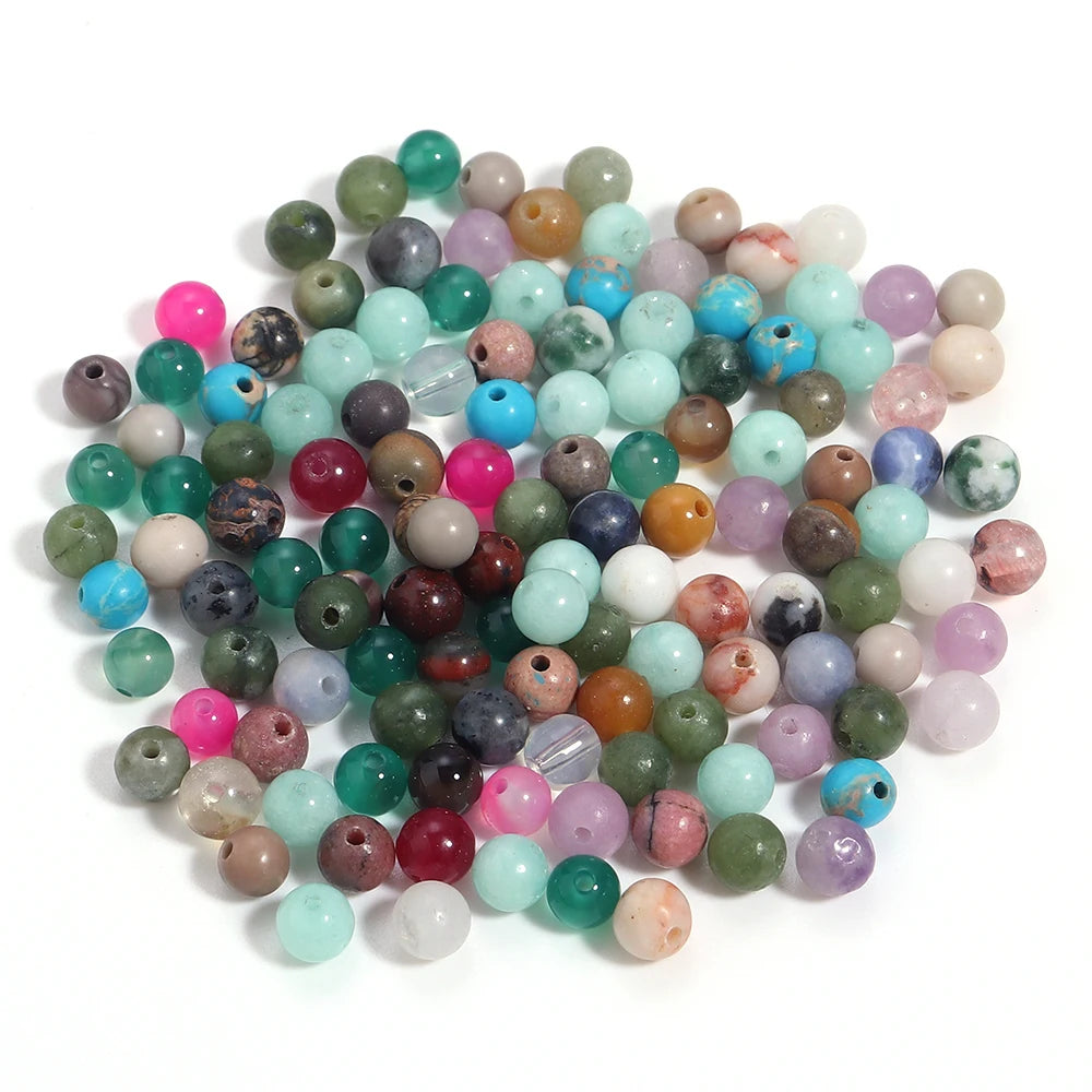 20–100 Stück, 4, 6, 8, 10, 12, 14 mm, Natursteinperlen, gemischte Farben, runde lose Perlen für Schmuckherstellung, DIY-Halskette, Armbänder, Zubehör