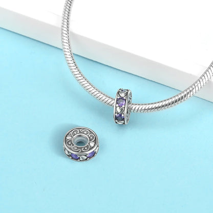 Lila Serie 925 Sterling Silber Traubenblüten Weinflasche Lebensbaum Tulpen Schnur-Dekoration Passend für DIY Armband Halskette Geschenk
