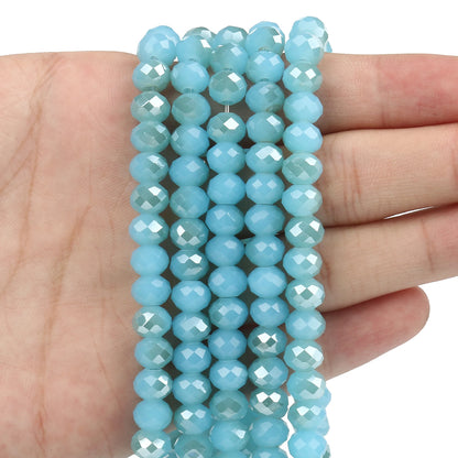 3/4/6/8mm Facettierte Jade Weiße Kristall Glas Perlen Vergoldet Flache Runde Lose Perlen für Schmuck Machen Diy Armband Ohrring