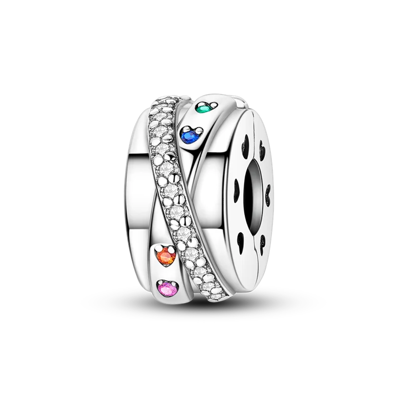 Silberverschluss, 925er-Sterlingsilber, CZ-Pflaster-Clip-Charms, Gänseblümchen-Perlen, Stopper, Sicherheitskette, passend für Original-Armreif, Schmuck-Clip