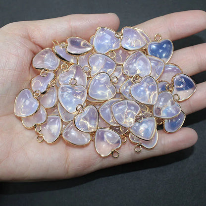 10 Stück Liebe Naturstein Amethyst Tigerauge Rosa Kristall Mischfarbe Stein Herz Anhänger für DIY Schmuck Halskette Exquisites Geschenk