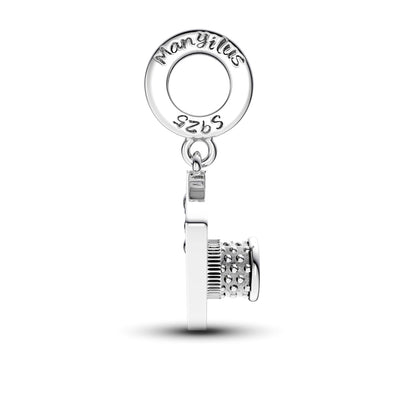 Manyilus Vintage-Kamera-Charm, 925er Sterlingsilber, Fotografie-Schmuckanhänger für DIY-Original-Armband, Retro-Erinnerungsgeschenk