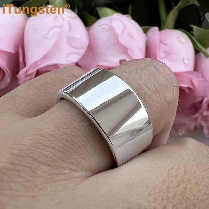 iTungsten 12mm Dropshipping Große Männer Ring Glänzende Wolfram Hochzeit Band Mode Schmuck Rohr Cut Poliert Komfort Fit