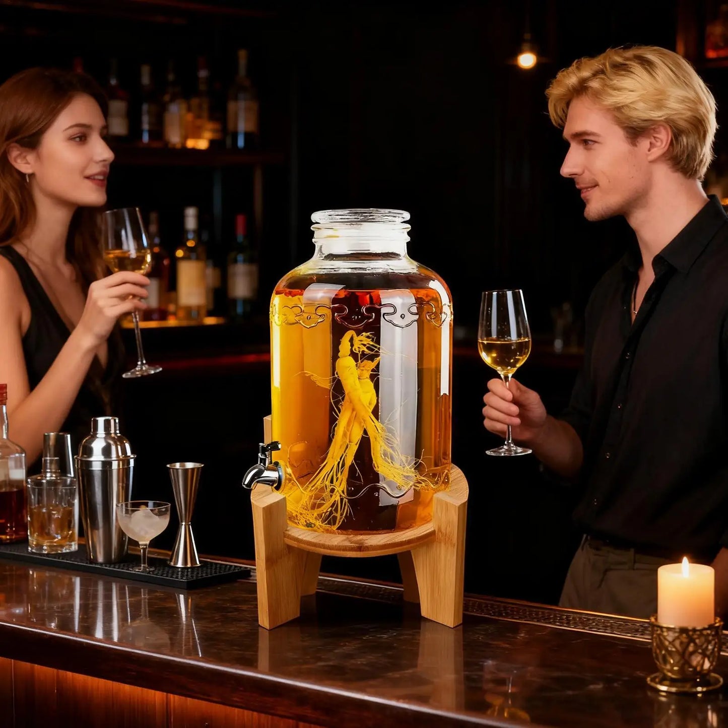 Getränke Spender Stehen Runde Basis Holz Party Liefert Wasser Saft Krug Spender Basis Für Restaurant Bar Hochzeit