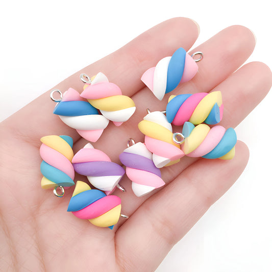 5/10 stücke Bunte Simulation Marshmallow Charms Harz Candy Anhänger für DIY Armbänder Halsketten Ohrringe Schmuck Machen Accessori