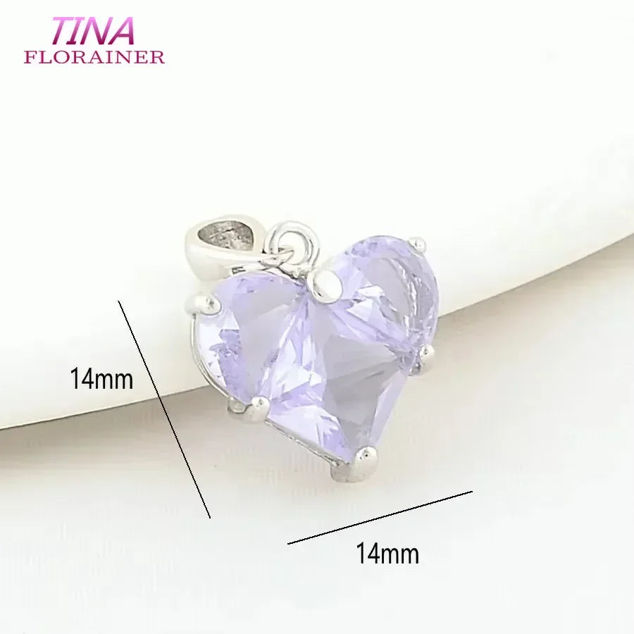 3PCS 14MM 14K Gold Farbe Messing mit Zirkon Herz Halskette Charms Anhänger Ohrringe Schmuck Machen Liefert Zubehör