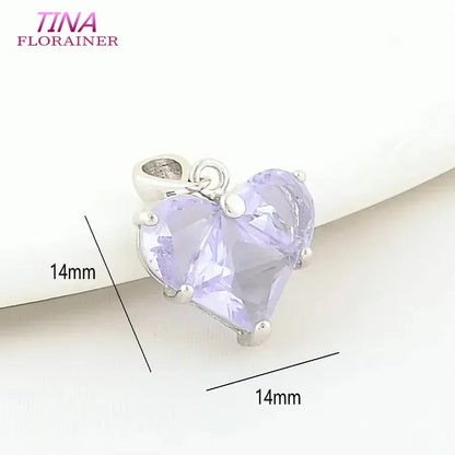 3PCS 14MM 14K Gold Farbe Messing mit Zirkon Herz Halskette Charms Anhänger Ohrringe Schmuck Machen Liefert Zubehör