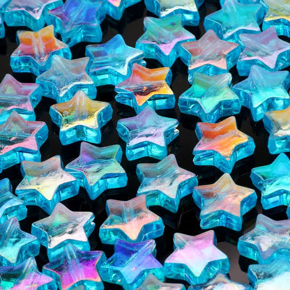 50 Stück transparente AB-Farbe, fünfzackiger Stern, Acrylperlen, lose Distanzperlen für Schmuckherstellung, DIY-Handwerk