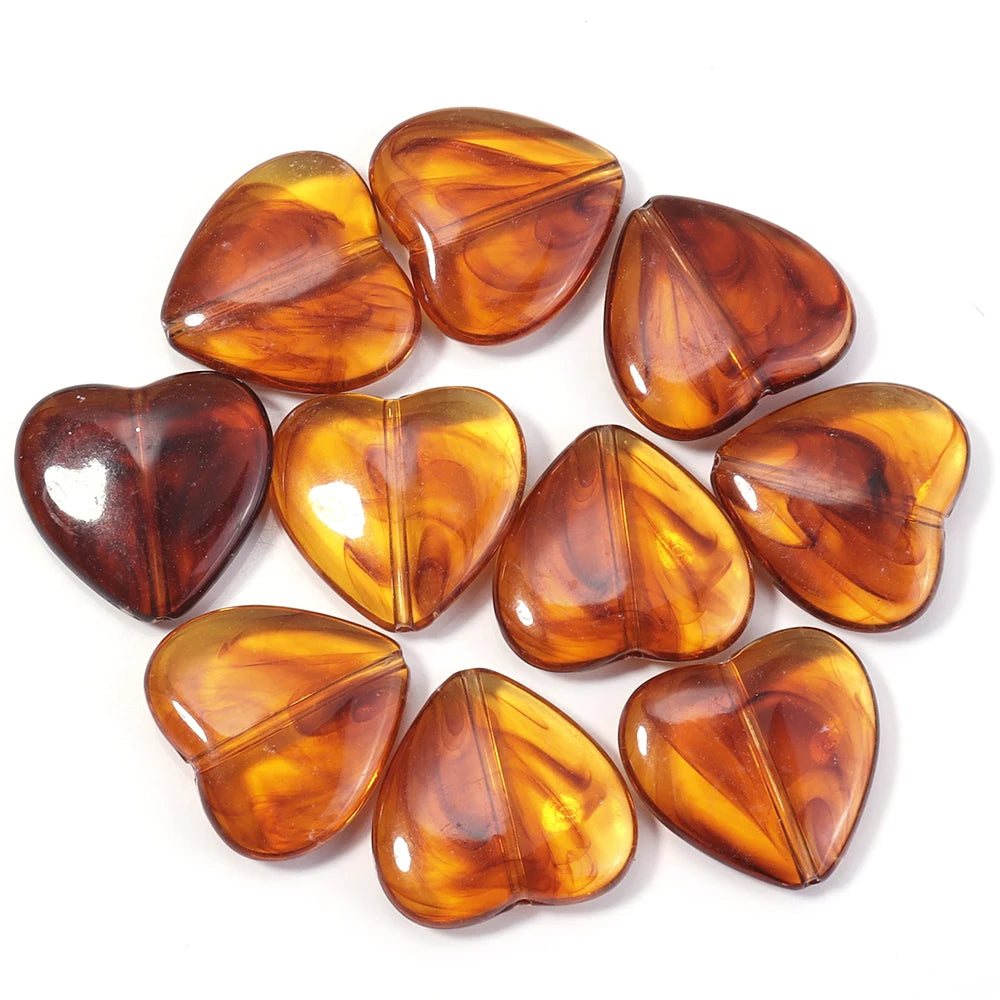 10–100 Stück bernsteinfarbene Acrylperlen, ovale, quadratische, herzförmige, röhrenförmige, kürbisförmige, lose Perlen für die Schmuckherstellung, DIY-Armbänder, Halsketten