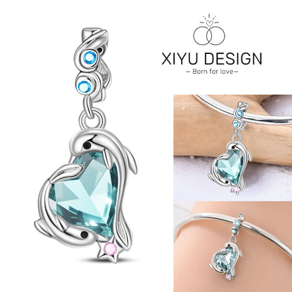 Charms-Anhänger aus 925er-Sterlingsilber mit blauen Ozean-Serie, passend für das DIY-Armband der Marke, Damenschmuck, Geschenke für Freundin