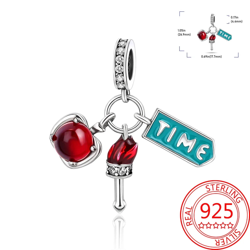 Kreativer Doppel-Charm aus 925er-Sterlingsilber, Eiffelturm, goldenes Herz, passend für DLY-Armbänder, Halsketten, Damen-Dating-Schmuck-Accessoires