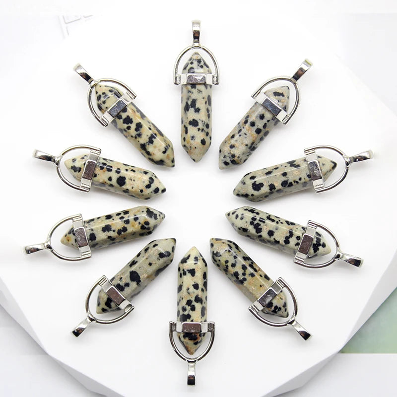 24 stücke Natürliche Stein Achate Quarz Kristall Anhänger Für Halskette Charme Fluorit Sechseckigen Anhänger DIY Schmuck Machen Zubehör