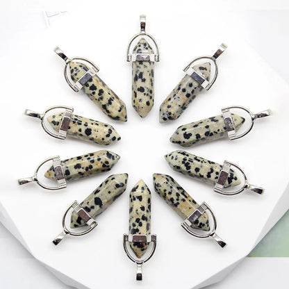 24 stücke Natürliche Stein Achate Quarz Kristall Anhänger Für Halskette Charme Fluorit Sechseckigen Anhänger DIY Schmuck Machen Zubehör