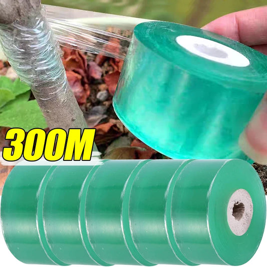 100/300M Dehnbares Grünes Veredelungsband für Pflanzenunterstützung, Gärtnereibedarf, Haushalt und Garten, Transparentes Veredelungsband für Obstbäume