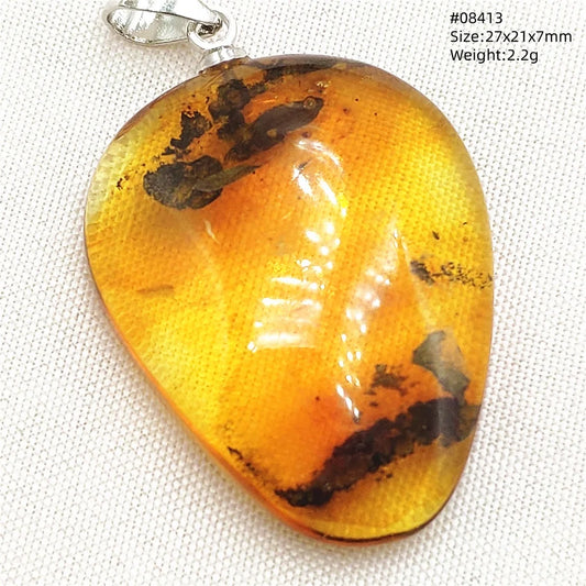 Natürlicher Piebald-Bernstein-Anhänger, gelber Bernstein, 36 x 23 x 14 mm, Edelstein-Anhänger, Halskette, Schmuck, AAAAA