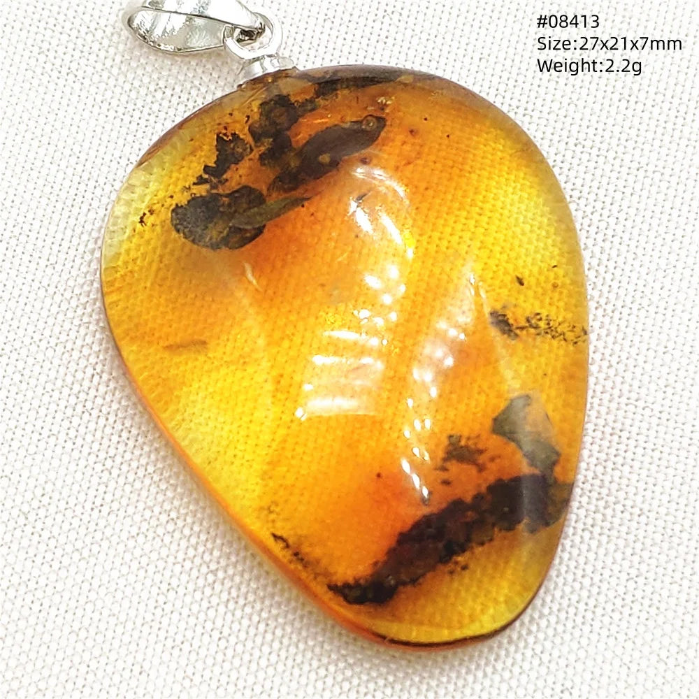 Natürlicher Piebald-Bernstein-Anhänger, gelber Bernstein, 36 x 23 x 14 mm, Edelstein-Anhänger, Halskette, Schmuck, AAAAA