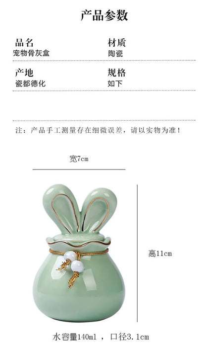 Rabbit Funeral Urn Ceramic Pet Ashes Cat Pet Urn Personalized Urn for Pets Animal Burial Urnas for Human Ashes Dog Memorial