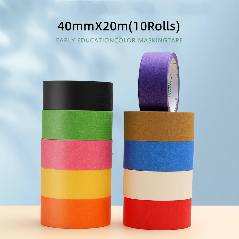 10 Rollen Krepppapier-Klebeband, 20 m Länge, handschriftlich, schützt die Wandmalerei, Zeichnung, keine Spuren, Abdeckband