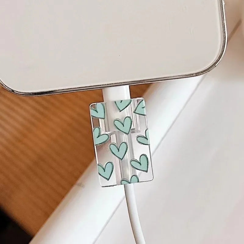 1 stücke Weiche Silikon Ladegerät Kabel Wickler Schnelle Ladekabel Schutzhülle für Apple IPhone Datenkabel rosa liebe Fall Clip