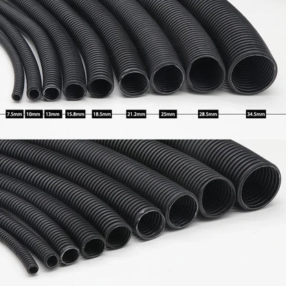 1/5/10M PP-isoliertes Wellrohr, ID7,5 mm ~ 34,5 mm, offenes Gewinde, schützende Drahtabdeckung, Wickelkabelmantel, flexibler geteilter Webstuhl