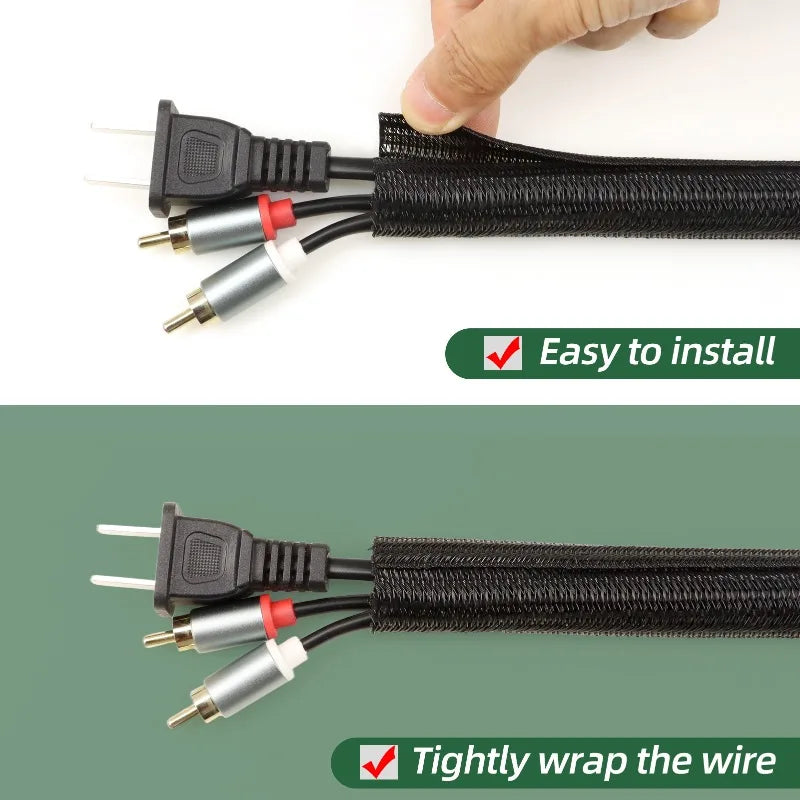 2/5 m schwarze, erweiterbare, selbstschließende Kabelhülse aus PET, Durchmesser 3 mm ~ 50 mm, geteilte, isolierte, hitzebeständige, geteilte Leitungsschutzhülse