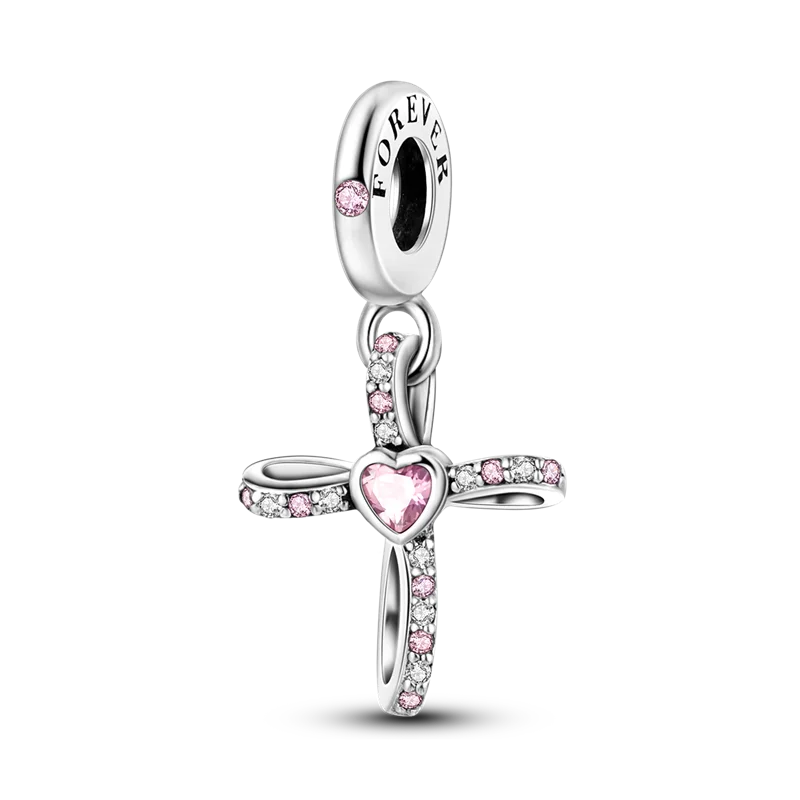 Original 925 Sterling Silber Goldene Haustiere Charms Perle Bunte Zirkonium Klee Engel Herz Baumeln Fit Armband DIY Schmuck Geschenk