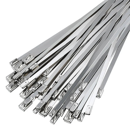 100 Stück 4,6mm 7,9mm 304 Edelstahl Metall-Kabelbinder Multifunktionale Selbstverriegelnde Kabelbinder Reißverschluss-Auspuff-Ummantelung Beschichtete Verriegelung