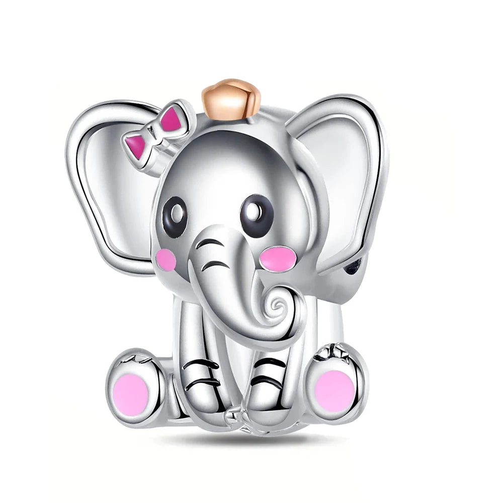 Animal Series Charms aus 925er-Sterlingsilber, Kaninchen, Katze, Pfau, Elefant, Türkei, Hund, passend für DIY-Armbänder, Halsketten, niedliche dekorative Geschenke