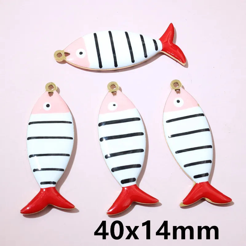 10 Stück Edelstahl Emaille Streifen Fisch Charms Anhänger 40x8/40x14mm DIY Schmuck Herstellung Zubehör für Halsketten Ohrringe