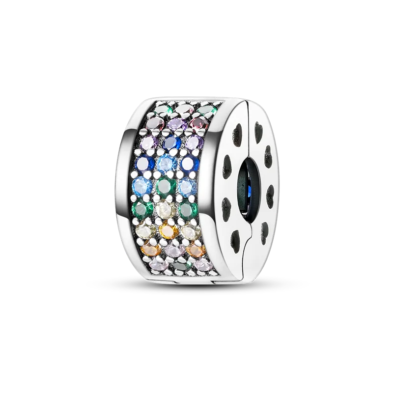 Silberverschluss, 925er-Sterlingsilber, CZ-Pflaster-Clip-Charms, Gänseblümchen-Perlen, Stopper, Sicherheitskette, passend für Original-Armreif, Schmuck-Clip