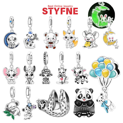 Tier-Serie-Charms, 925er Silber, Esel, Koala, Elefant, niedliche kleine Maus, Perlen-Anhänger, passend für DIY-Original-Armband, Modeschmuck