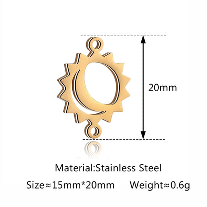 5Pcs Hohl Stern/Mond/Sonne Doppel Loch Charme Edelstahl Halskette Armband Anhänger DIY Link Stecker Schmuck machen Liefert