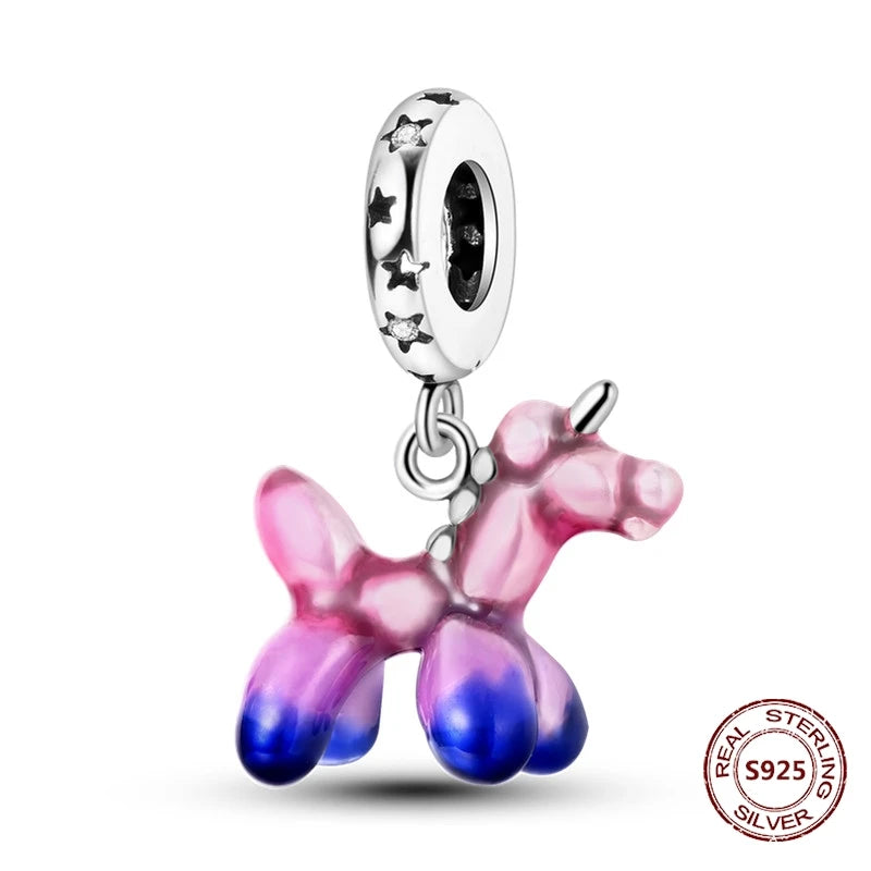 Gelber Sonnenblumen-Charm aus 925er Silber, Original-Zirkon, Kolibri, Einhorn-Charms, passend für Armbänder, DIY-Schmuck für Frauen, Hochzeitsgeschenk