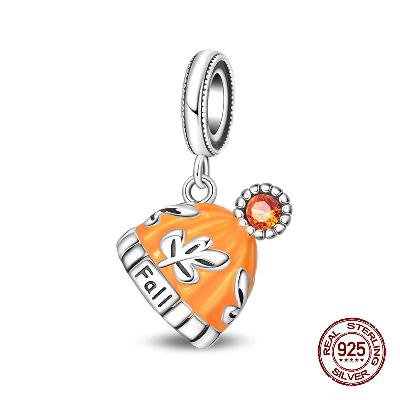 Herbst Neue 925 Sterling Silber Braun Maple Leaf Kürbis Biene Charms Bead Fit 3mm 925 Original Armbänder DIY schmuck Warmes Geschenk