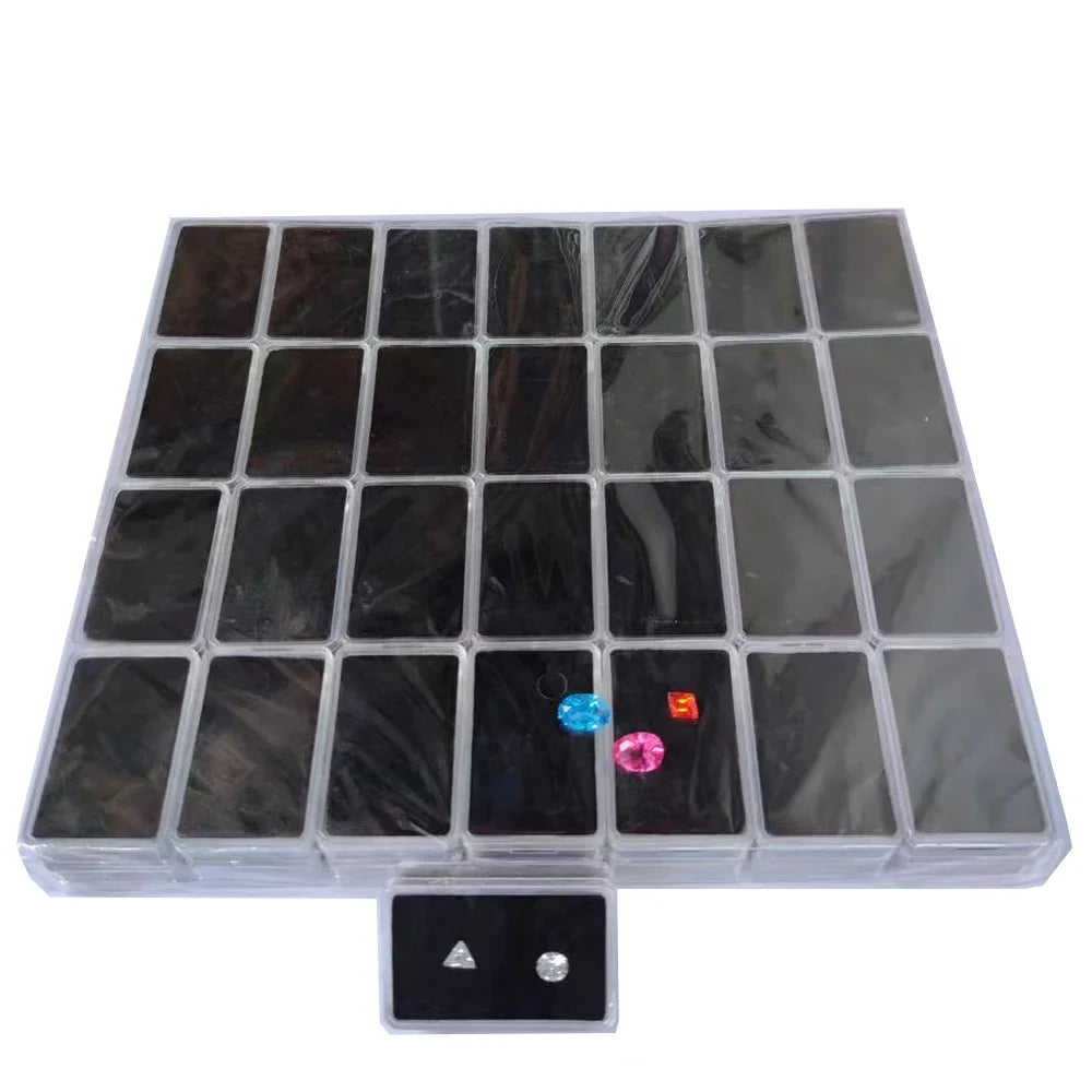 50 Stück lose Diamant-Aufbewahrungsbox, transparenter Edelstein-Organizer, Charm-Halter, Perlenbehälter, Piercing-Schmuck, Edelstein-Display-Box