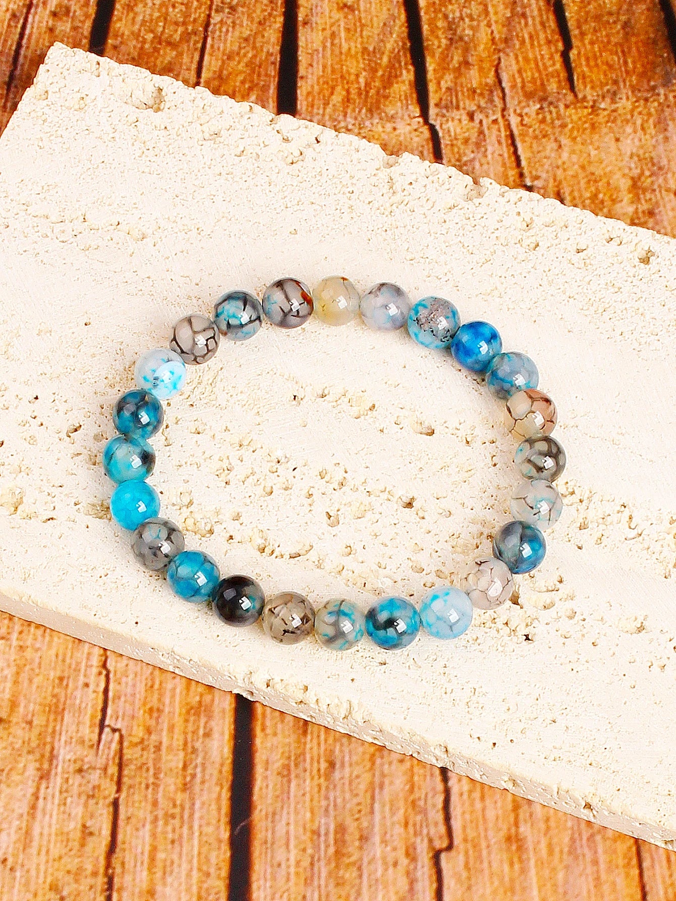 Natürliches blaues schwarzes Drachenader-Achat-Perlenarmband zum Schutz, Energie, Gleichgewicht, Mut, Stärke, spirituelle Heilung, Schmuck, Geschenk