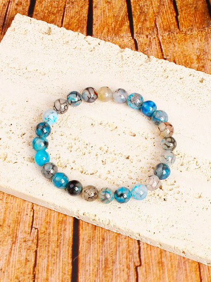 Natürliches blaues schwarzes Drachenader-Achat-Perlenarmband zum Schutz, Energie, Gleichgewicht, Mut, Stärke, spirituelle Heilung, Schmuck, Geschenk