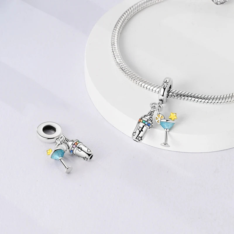 Neue Original 925 Sterling Silber Perlen Charme Schnaps Wein Serie Verschluss Anhänger Fit Original Armband Für Frauen DIY Schmuck Geschenk