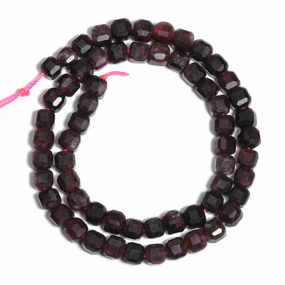 5/7mm AAA Facettierte Würfel Naturstein Granat Perlen Dunkelrote Quadratische Spacer Perlen Für Schmuck Machen DIY armbänder Zubehör
