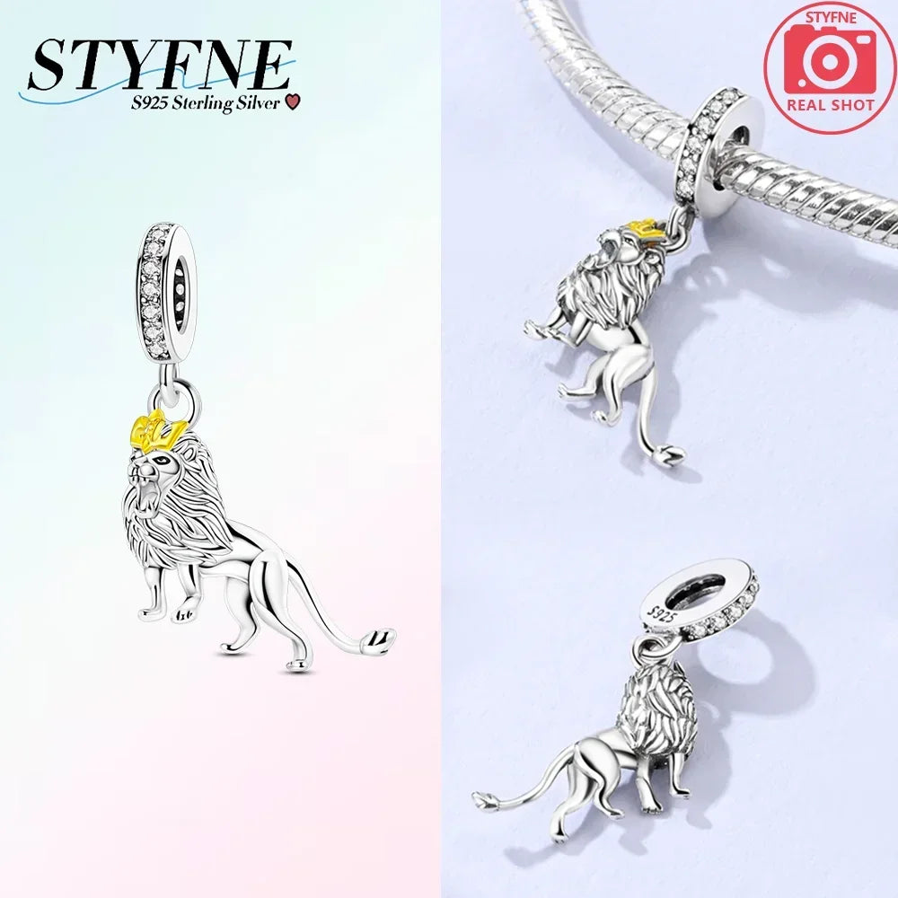 Exquisite Charms aus 925er Silber, Sika-Hirsch, Elch, Leopard, Löwe, Affe, Perlen, passend für Original-Charm-Armbänder, Mode-Anhänger, Geschenk