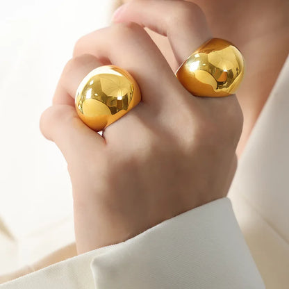 Mode Frauen Edelstahl Ring Oval Weibliche Luxus Ring Punk Zubehör Ästhetik Schmuck Party Geschenk Großhandel