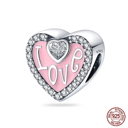 Charms aus 925er-Sterlingsilber, romantische Herz-Serie, Perlen, passend für Qikaola 925 Original-Armbänder, DIY-Schmuck zum Muttertag, Geschenke