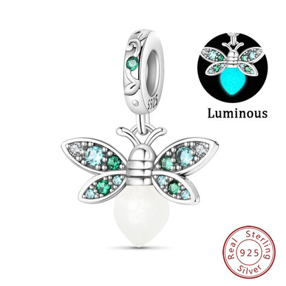 Passend für Qikaola 925 Original-Armbänder, blauer Zirkon, Eule, leuchtende Meeresschildkröte, Oktopus, 925er Silber, Charms, Perlen, DIY, Geburtstag, Schmuck, Geschenk